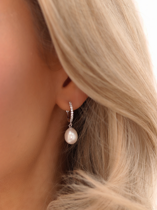 Ophelia Sparkly Pearl Earrings - Silver