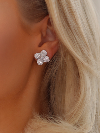 Hydrangea Stud Earrings - Silver