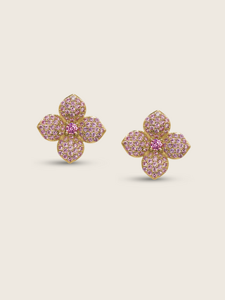 Mini Hydrangea Stud Earrings - Light Pink