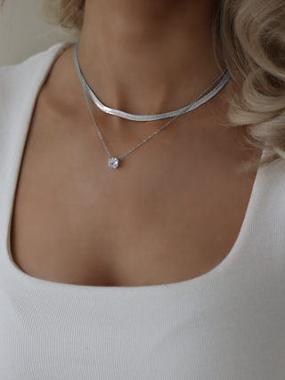 Dakota Herringbone Necklace - Silver