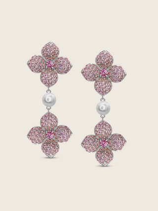 Hydrangea Pearl Drop Earring - Light Pink