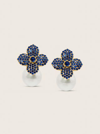 Hydrangea Earrings - Navy Blue